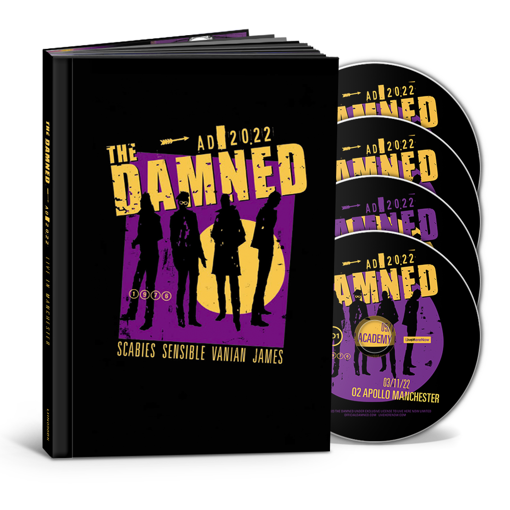 The Damned Live at Manchester Apollo Photobook with two CD's a DVD and a Blu-Ray