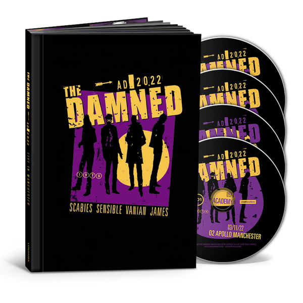 The Damned Live at Manchester Apollo Photobook with two CD's a DVD and a Blu-Ray